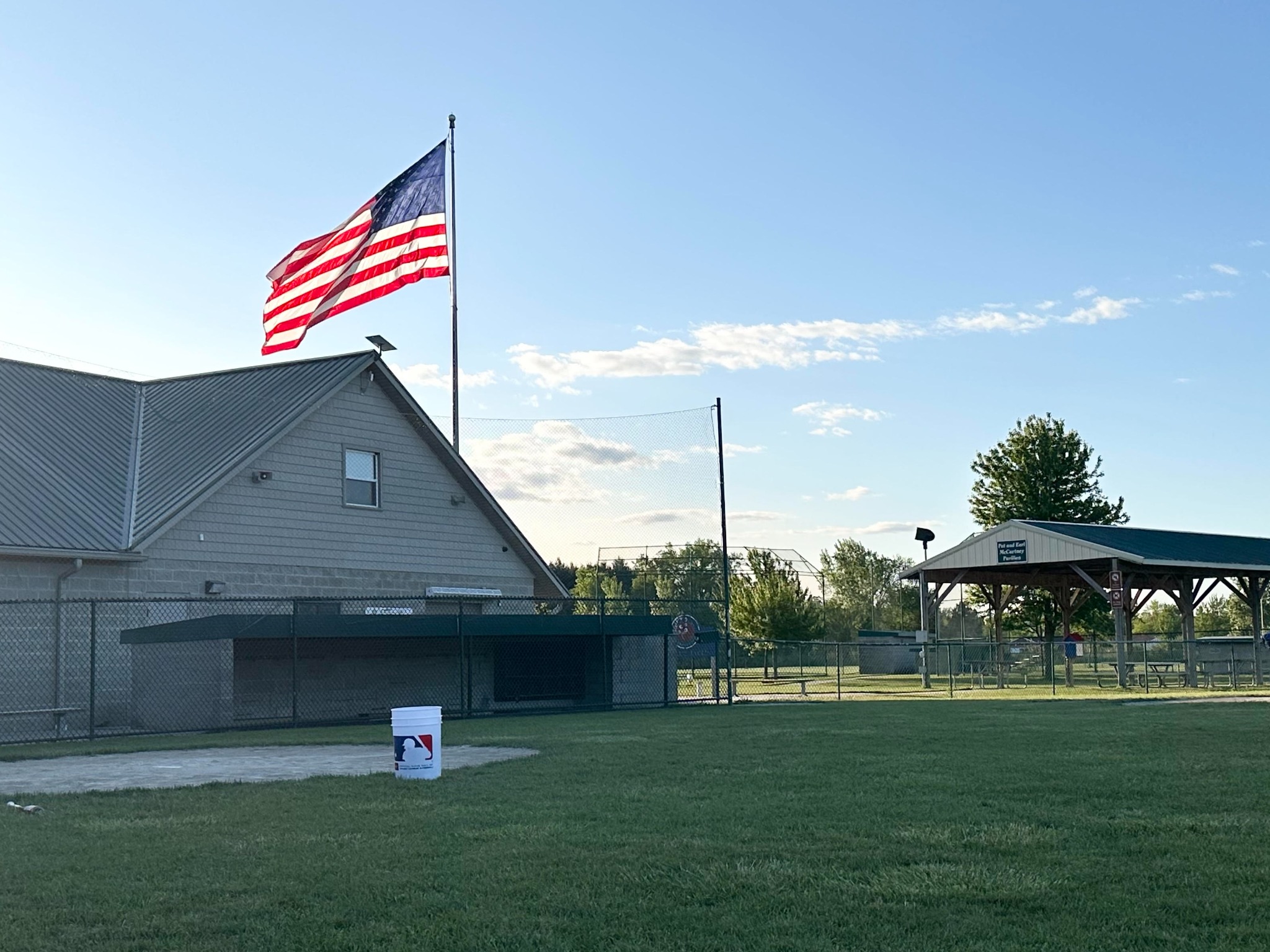 Legacy Fields in St. Clair with American flag