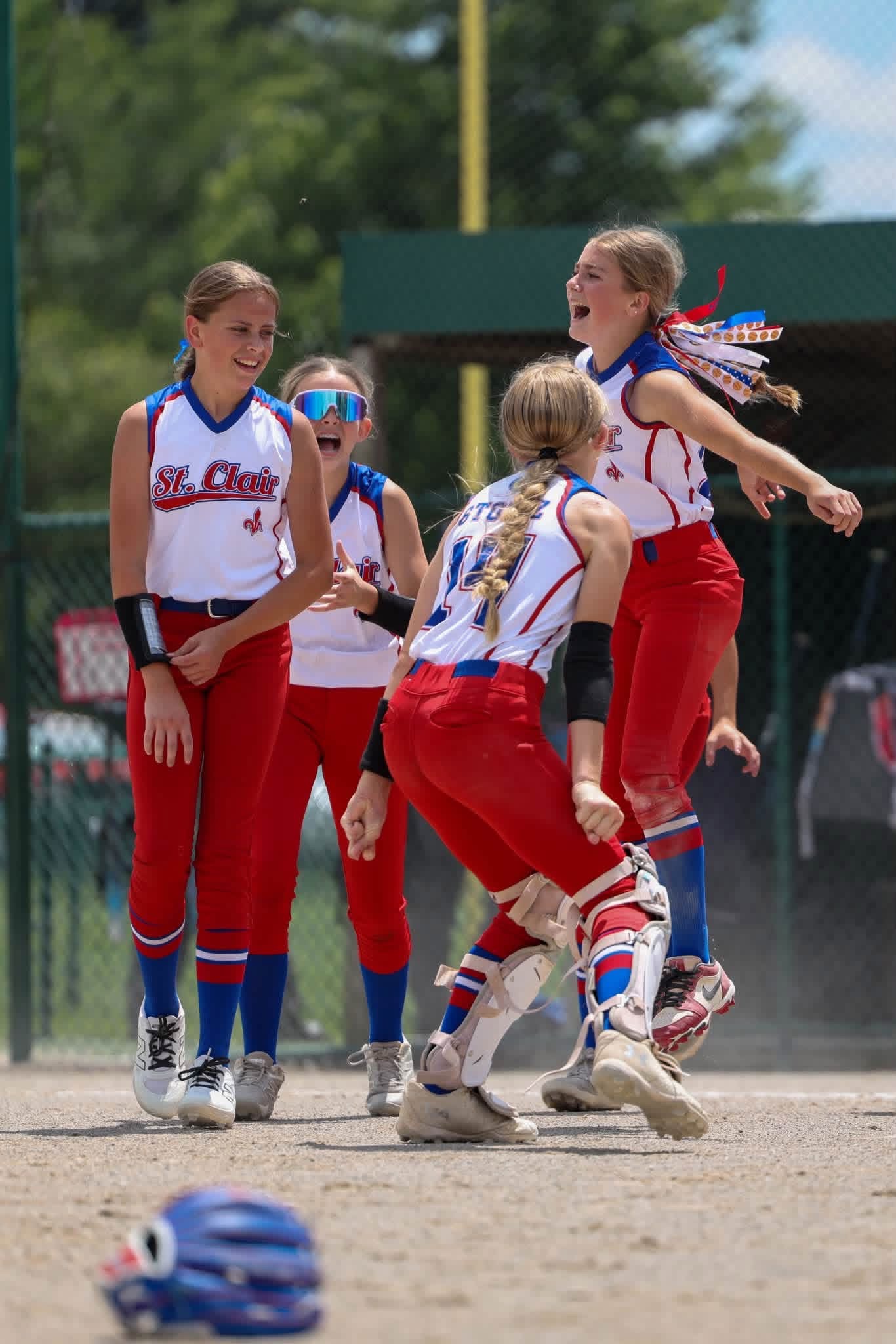St. Clair softball team huddle